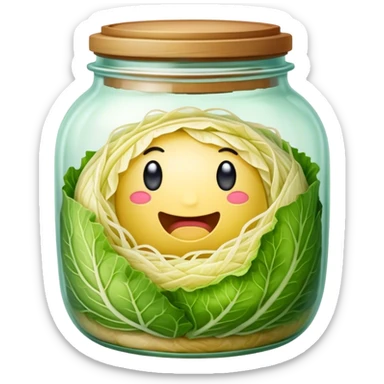 Sauerkraut Cinematic Realistic Sauerkraut Dish Emoji, depicted as tangy fermented cabbage neatly served in a traditional jar, rendered with vibrant textures and crisp, natural lighting. sticker