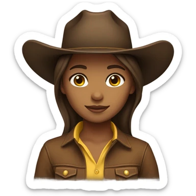 brown hair girl with deep brown cowboy hat, default yellow skin sticker