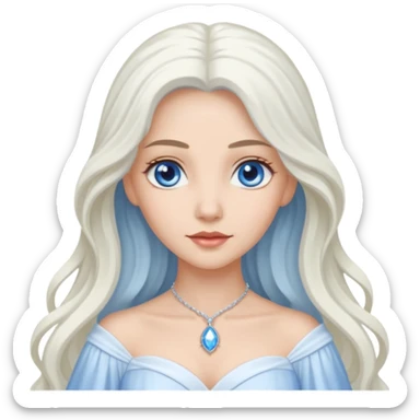 Good Witch of the North from the Wizard of Oz with light skin, blue eyes, white long hair, white outfit sticker