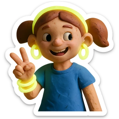 girl with glowing accessories, playful expression sticker