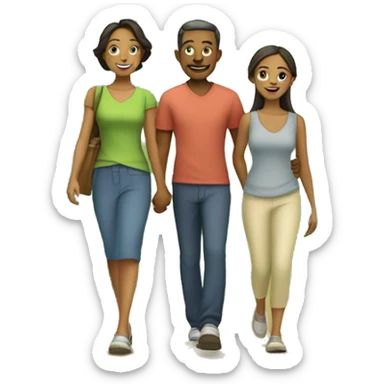 Mom,dad, and adult daughter walking in bamboo forest sticker