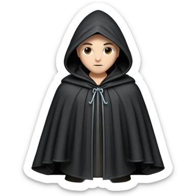 hooded cloak object icon, dark fabric cloak with deep hood, fantasy style, soft folds, 3D cartoon, mobile game icon style, centered, clean background, soft shadow, no text, no watermark
 
 sticker