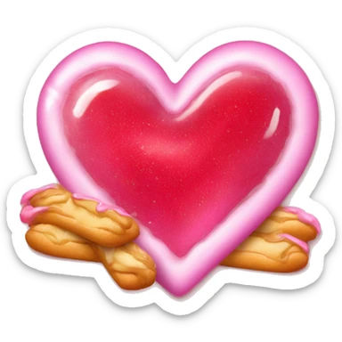 Un coeur rouge avec des eclairs rose autour  sticker