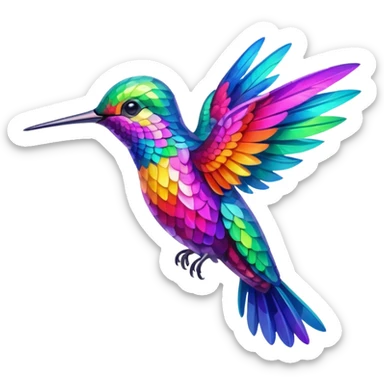 Colorful emoji hummingbird sticker