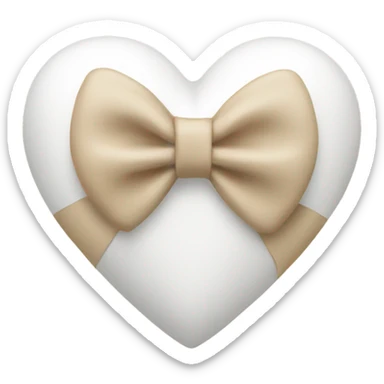 white heart with beige bow sticker