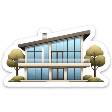 A modern house isolated on a plain background, clean architectural lines, large glass windows, minimalist design, neutral colors, soft studio lighting, high detail, realistic style
 sticker