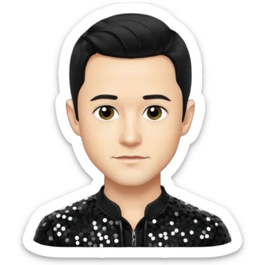 Joseph Gordon-Levitt as Neil McCormick from Mysterious Skin with light skin, black hair, black sequin outfit sticker