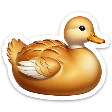 freshly baked bread in the shape of a duck, steaming hot, golden crust sticker