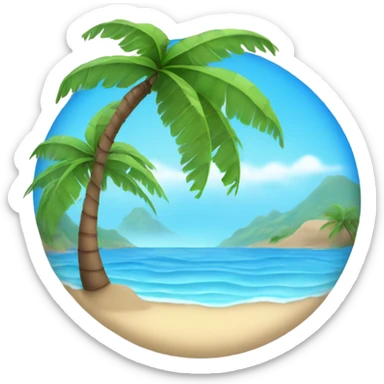 Blue water Beach with palm tree sticker