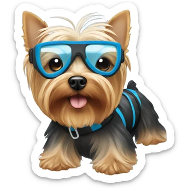 Yorkie wearing snorkel  sticker