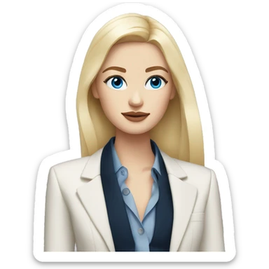 blonde girl blue eyes with chanel blazer sticker
