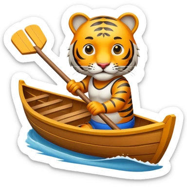 Tiger rowing a boat sticker