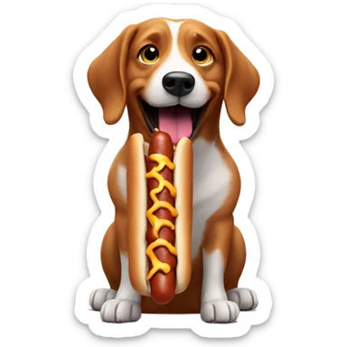 dog eating hotdogs  sticker