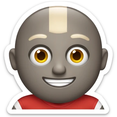 Mascot with a vertically stripped grey and red shirt. He has a head that is a massive buckeye nut no hair sticker