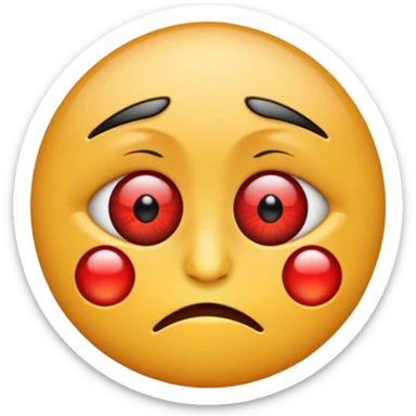 Red eye emoji after crying sticker