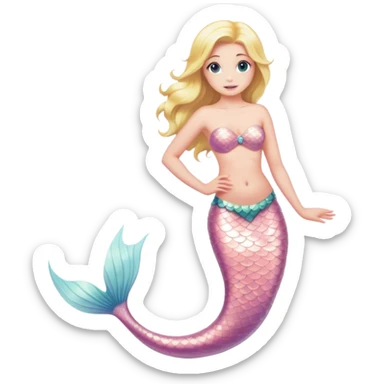 full body blonde light pink mermaid sticker