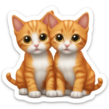 orange twin baby kittys sticker