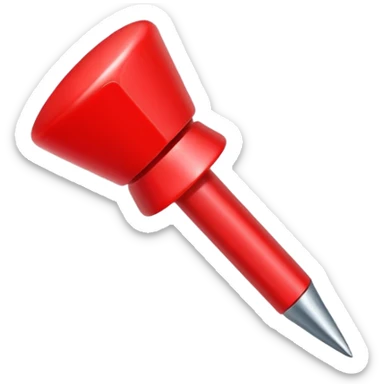 red pushpin with sharp metal tip sticker