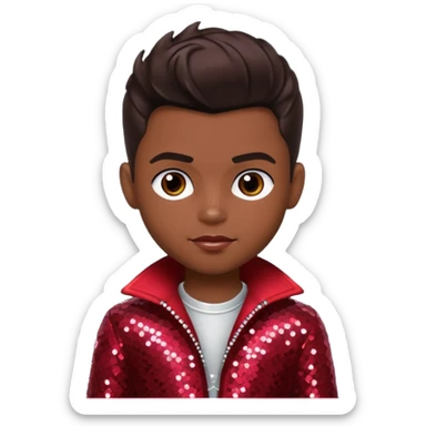 Dylan from Bratz Boyz with medium dark skin, dark brown hair and dark red sequin outfit sticker