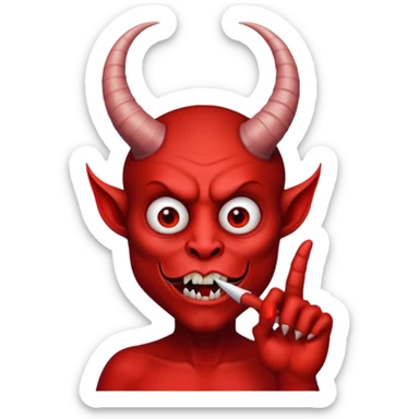 Creppy devil and shushing someone  🤫 like there figer over there mouth  sticker