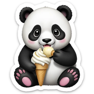 Panda eating ice cream sticker