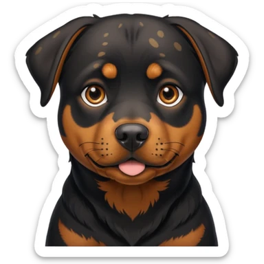 Rottie mix slim dog all back with spots of brown on the face  sticker