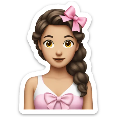 Brunette girl with pink bow in her hair sticker
