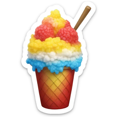 Hawaiian shaved ice with the colors red, yellow and blue sticker