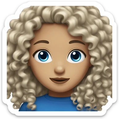 Brunette girl with blue eyes and curly hair sticker