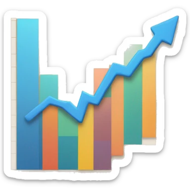 a paper with a bar chart and an upward trend sticker