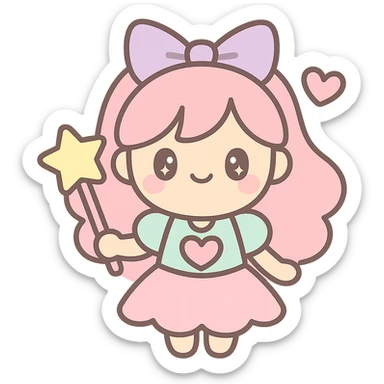 a magical girl with a wand in anime style sticker