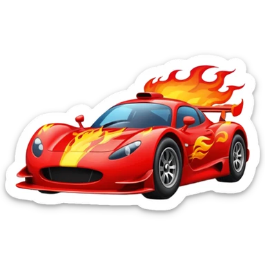 Racing car with flames coming out the back sticker