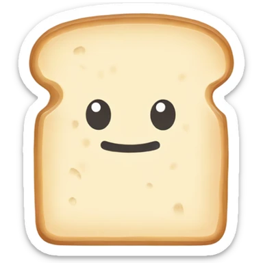 A simple cartoon illustration of a square slice of white bread with slightly rounded corners, drawn in a clean minimalist style with a light tan color. Flat 2D design, white background, subtle crust edges, educational clipart style. sticker