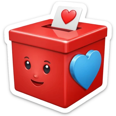 Vote box with heart  sticker