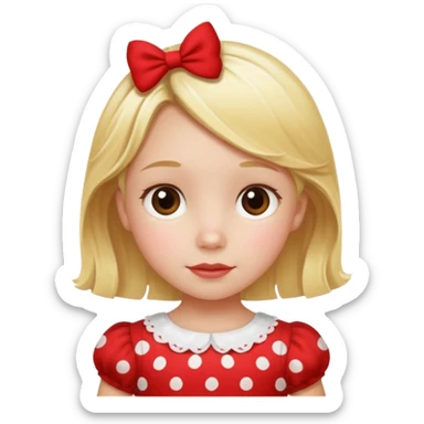 Little girl in red dress with white polka dots sticker