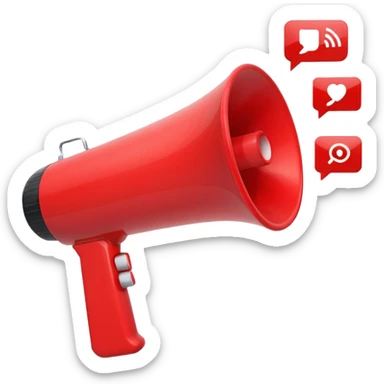 megaphone with social media icons around sticker
