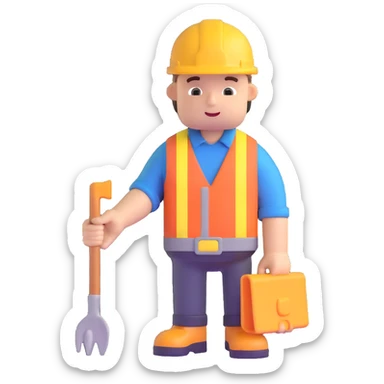 builder constructing himself, self-creation sticker