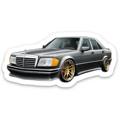 Mercedes SEL AmG with body kit custom and amg aero wheels front side angle  sticker