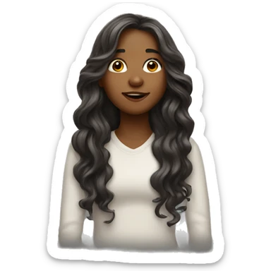 Girl with long wavy hair with hand over her mouth realistic  sticker