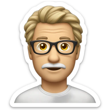 Mann mit Brille bart und dünnen leicht lockigen Haaren sticker