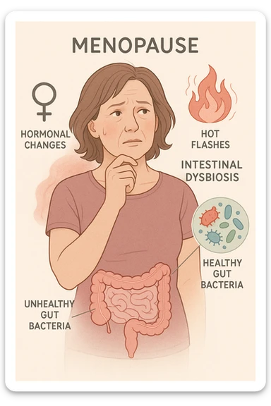 donna in menopausa con la disbiosi intestinale sticker