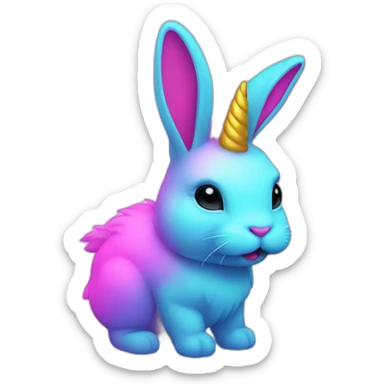 bunny unicorn neon sticker