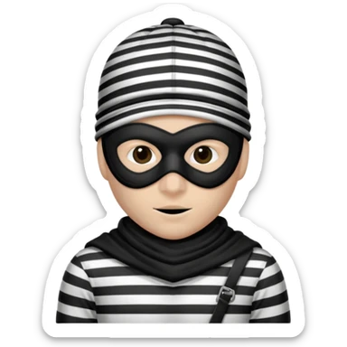 burglar with mask and black white clothes sticker
