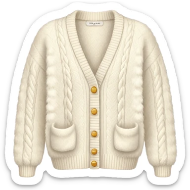 Ivory fuzzy cardigan  sticker