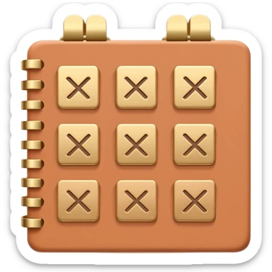 modern elegant planner with checkmarks emoji, 3D style, pastel terracotta, beige or pink and gold, clean design sticker