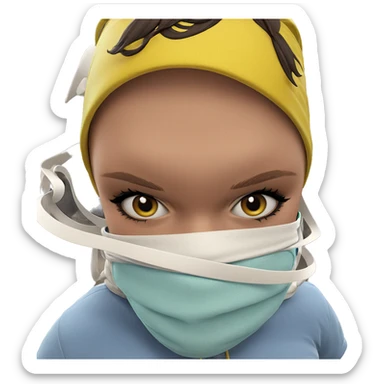 masked girl looking at viewer sticker