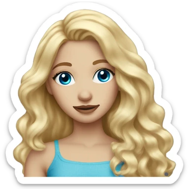 Blond wavy hair on a girl blue eyes and decent lashes  sticker
