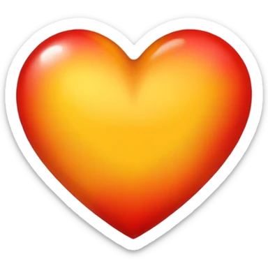 One Red Orange yellow heart sticker
