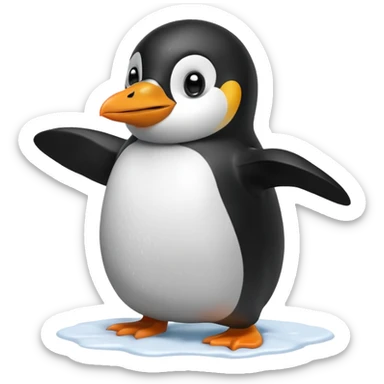 Penguin being hit in the snow sticker