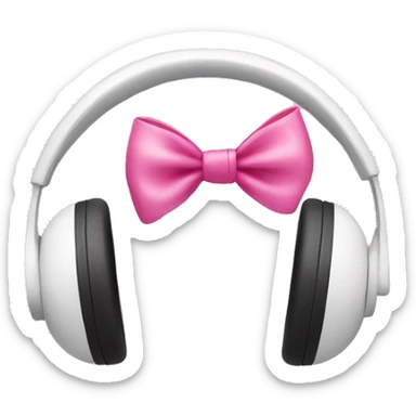 White headphones with a pink bow on the side sticker